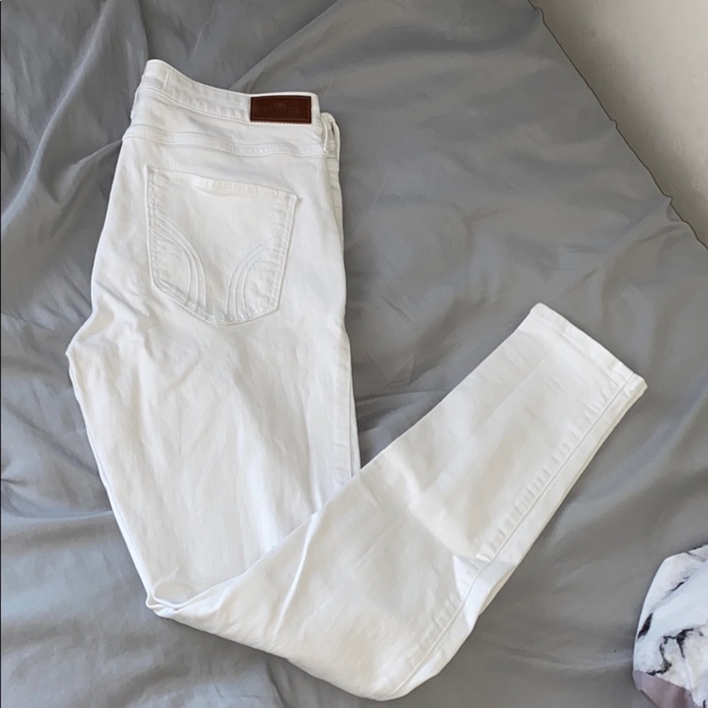 white hollister skinny high rise jeans